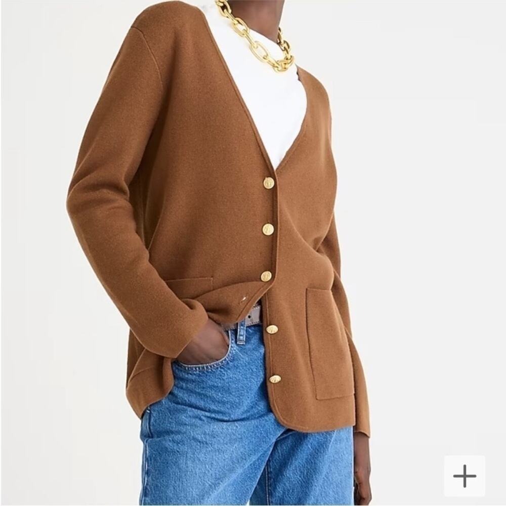 J. Crew Giselle V-neck sweater blazer Cardigan knit Heather Walnut size small